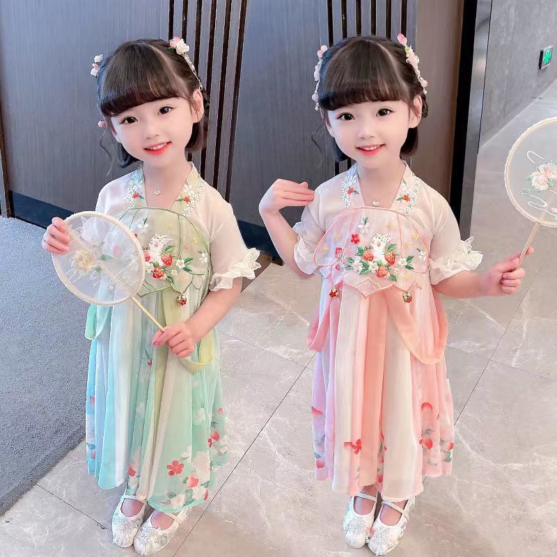 Đầm Công Chúa Trung Hoa In Họa Tiết Thỏ Dễ Thương Thời Trang Mùa Hè 2023 Cho Bé Gái