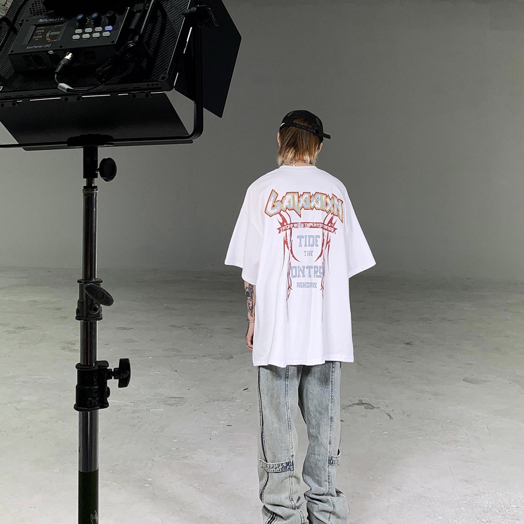 Áo Thun Tay Ngắn Cổ Tròn Dáng Rộng In Chữ Thời Trang Mùa Hè Cho Các Cặp Đôi