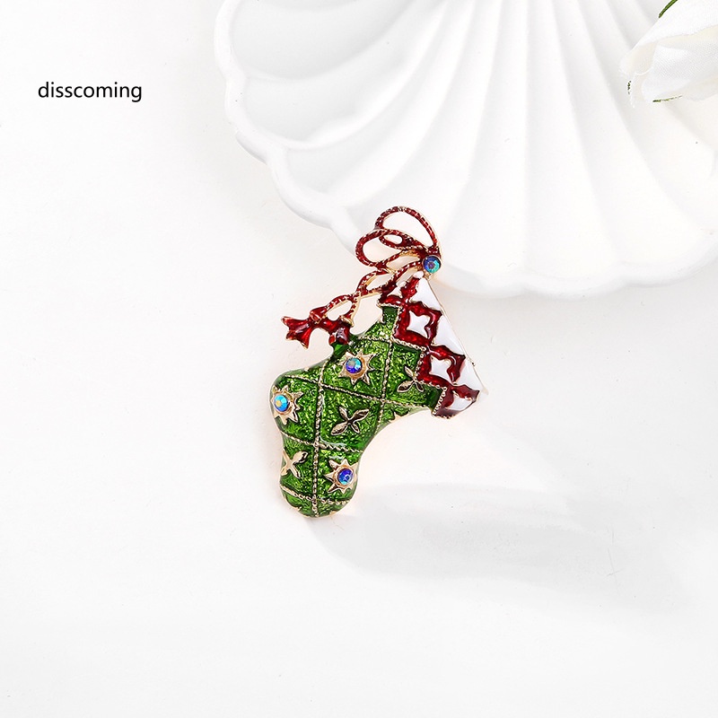 Áo Thun Tay Ngắn In Chữ SL| Ghim Cài Áo Hình Vớ Giáng Sinh Phong Cách Âu Mỹ Phổ Biến Sáng Tạo