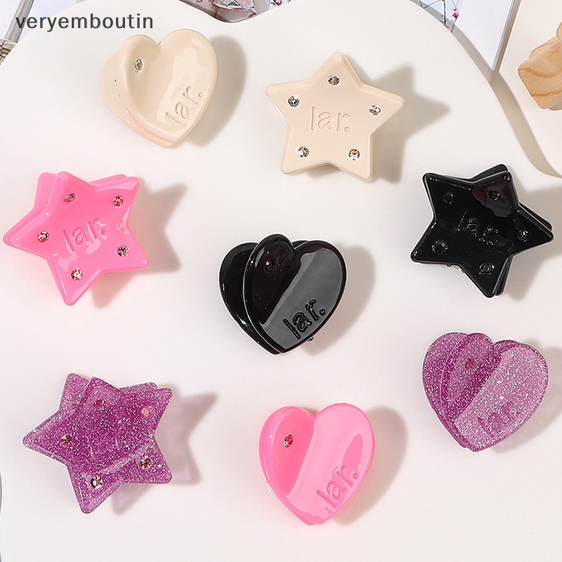 Bộ 2 Kẹp Tóc Đính Đá Hình Ngôi Sao / Trái Tim Dễ Thương Cho Bé Gái