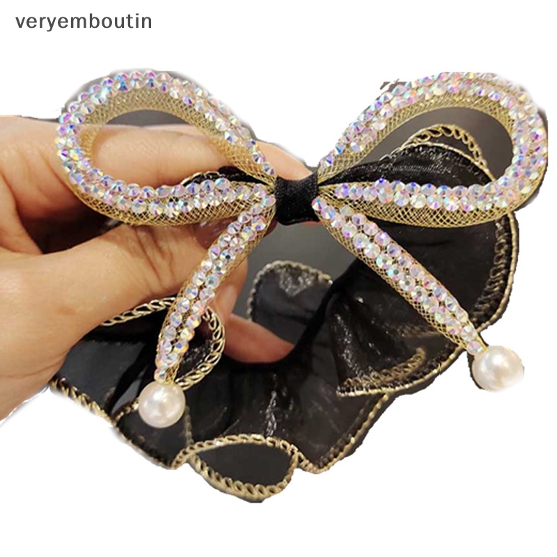 Dây Cột Tóc Co Giãn Đính Đá Hình Nơ Lớn Thanh Lịch Cho Nữ