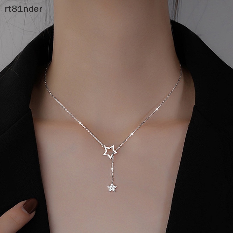 Rt Vòng cổ Bằng Hợp Kim Zircon Mặt Ngôi Sao Rỗng Thanh Lịch Màu Bạc Trang Sức Đơn Giản Dành Cho Nữ n