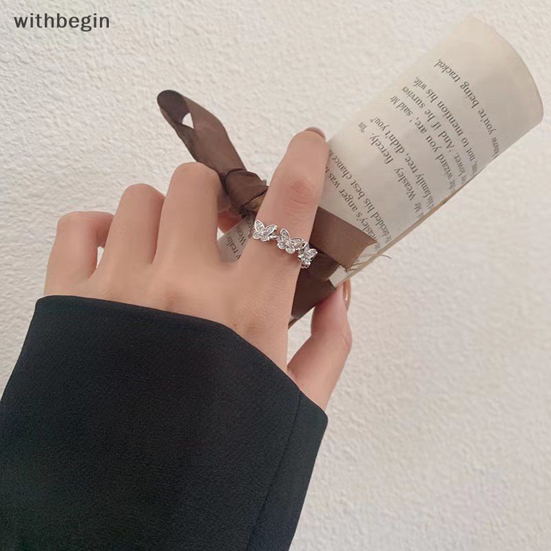 Nhẫn Hở Hình Bướm Đính Đá Zircon Lấp Lánh Tùy Chỉnh Thời Trang Cho Nữ