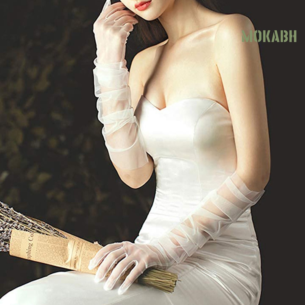 1 Đôi Găng Tay Vải Tuyn Mềm Siêu Mỏng Cao Cấp Chống Trượt Cho Cô Dâu