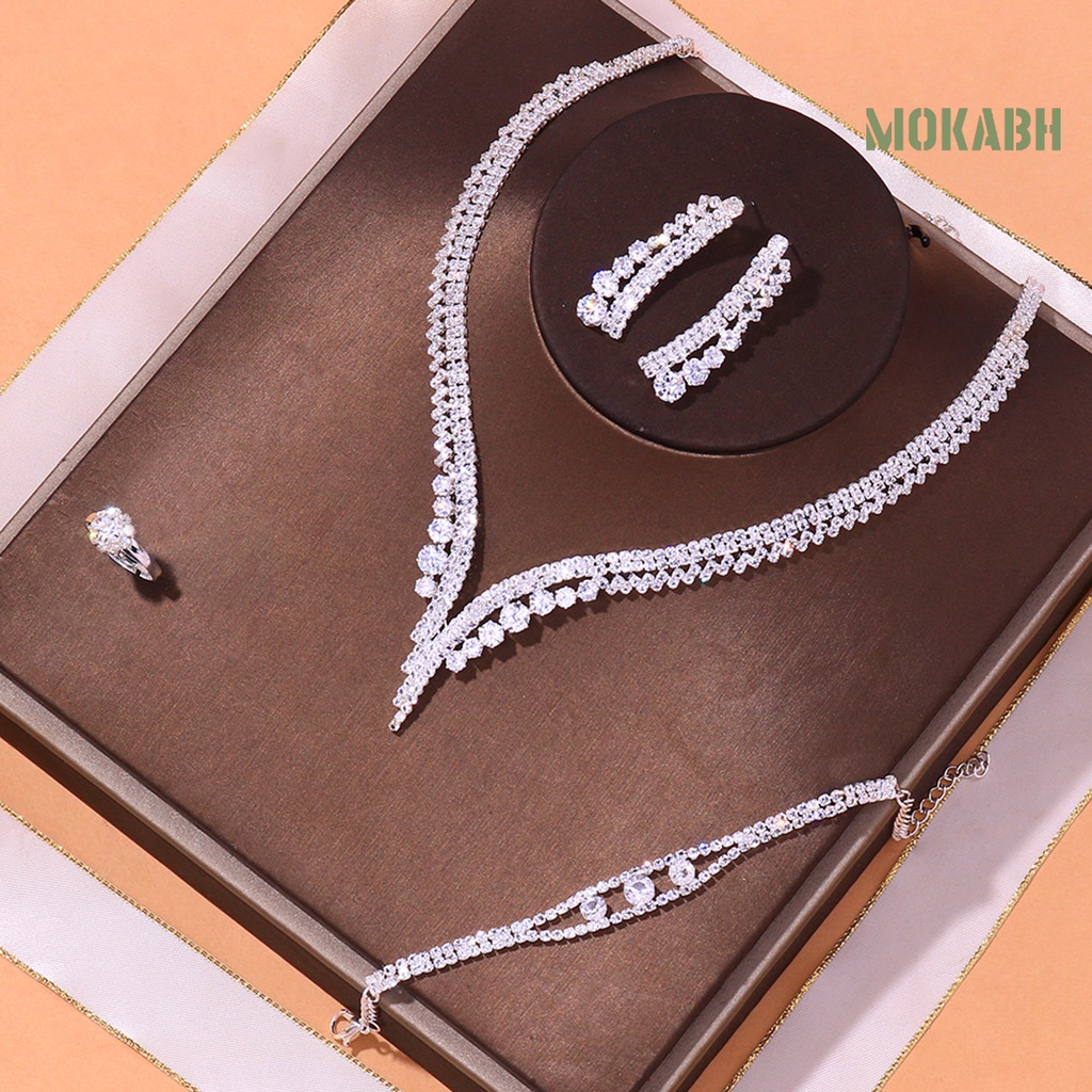 1 Bộ Trang Sức Đính Đá Lấp Lánh Sang Trọng Cho Cô Dâu