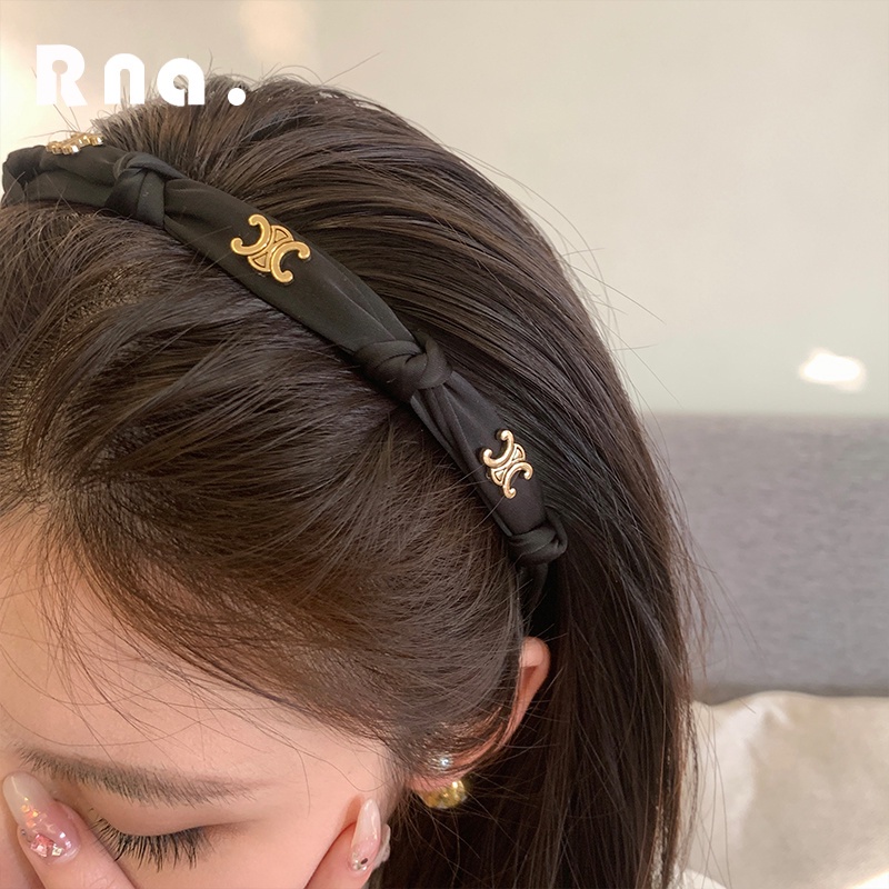 Băng Đô Cài Tóc Satin Màu Đen Thời Trang Xuân Hè 2023 Cho Nữ