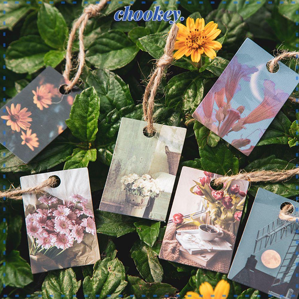 CHOOKEY Set 100 Miếng Dán Thẻ Giấy Họa Tiết Hoa Phong Cách Cổ Điển Xinh Xắn
