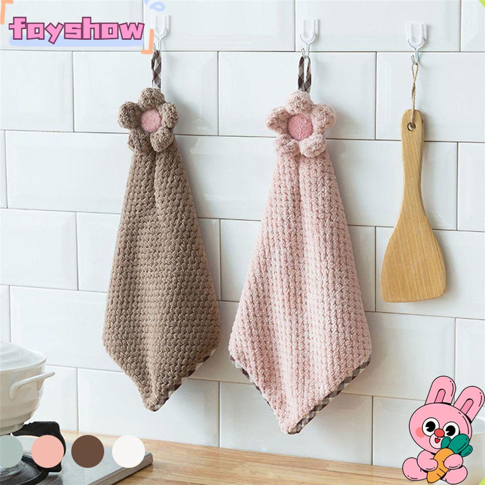 Khăn Lau Tay Vải Nhung San Hô Thấm Hút Tốt Thiết Kế Dễ Thương Cho Nhà Bếp