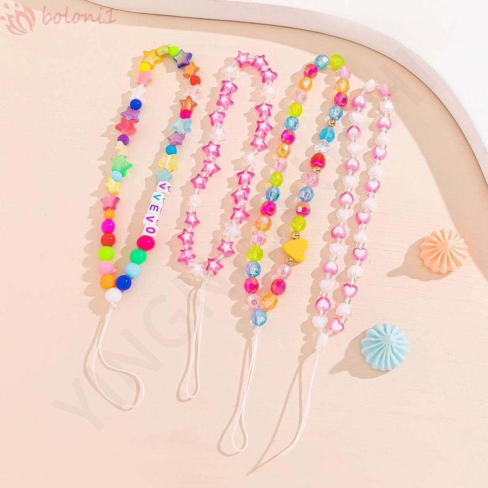 [COD] Dây Đeo Trang Sức / Điện Thoại Di Động Chuỗi Xích Hình Học Năm Cánh Sáng Tạo Thích Hợp Làm Quà Tặng|Chuỗi Hạt Acrylic Treo Trang Trí