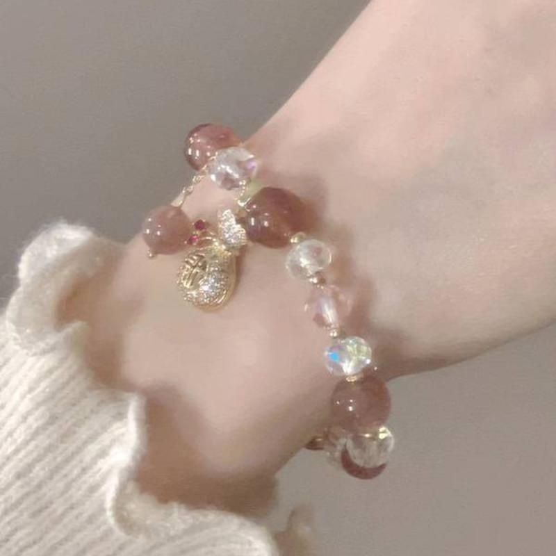 Lắt tay thạch anh dâu tây Thạch anh tình yêu vòng tay nữ vòng tay phong thuỷ Vòng Tay Pha Lê vòng đá phong thuỷ vòng tay chuỗi hạt vòng tay may mắnvòng tay đôi bạn thân