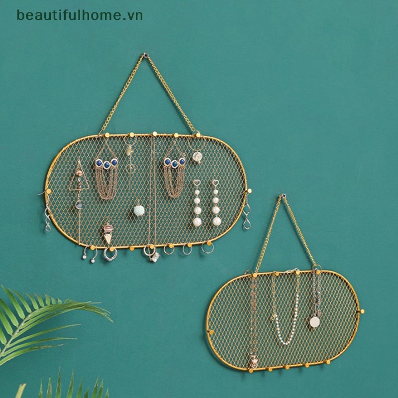 [beautifulhome] Giá Sắt Nhẹ Phong Cách Bắc Âu Sang Trọng Trưng Bày Bông Tai Chìa Khóa Có Thể Đóng Vào Tường [beauty]