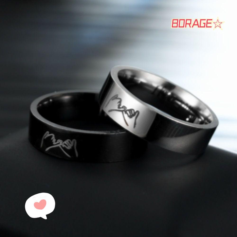 Nhẫn Đôi Màu Trắng Đen In Chữ I Love U