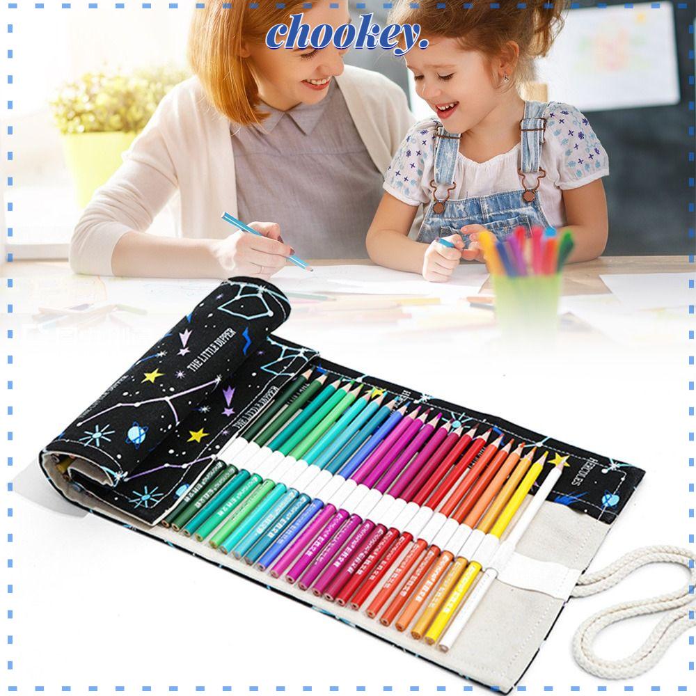 CHOOKEY Túi Đựng Bút 24 / 36 / 48 / 72 Lỗ Dạng Cuộn In Họa Tiết Sao Trời Ốp