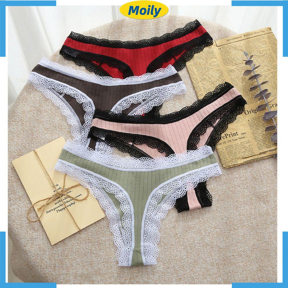 Bộ 2 Quần Lót Ren Không Đường May Thoáng Khí Cho Nữ