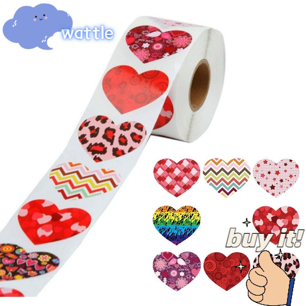 WATTLE Cuộn Nhãn Dán Tự Dính Họa Tiết Trái Tim 8 Kiểu Độc Đáo Trang Trí Tiệc Cưới / Valentine
