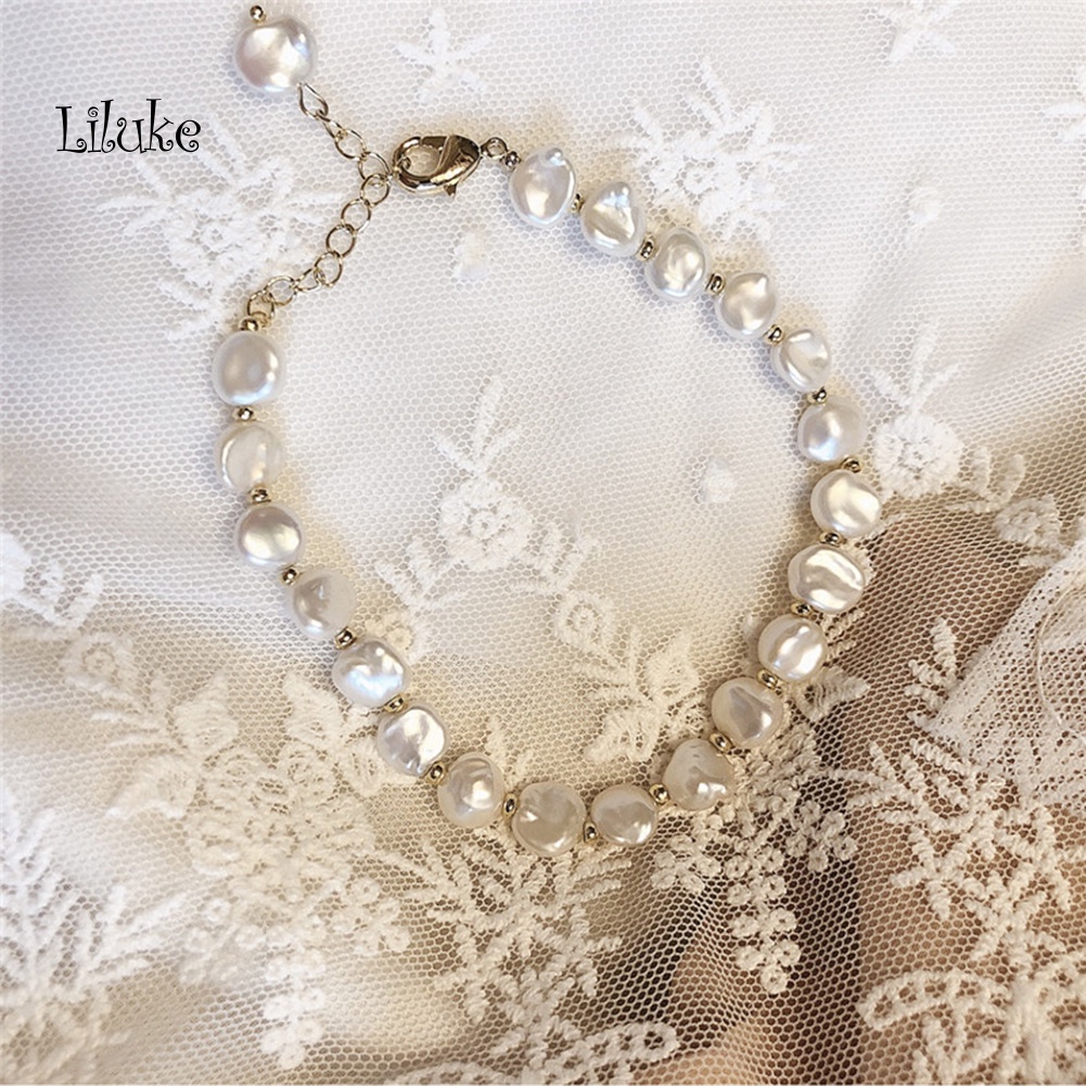 Vòng Tay Hợp Kim Trang Trí Ngọc Trai Giả Xinh Xắn Cho Nữ