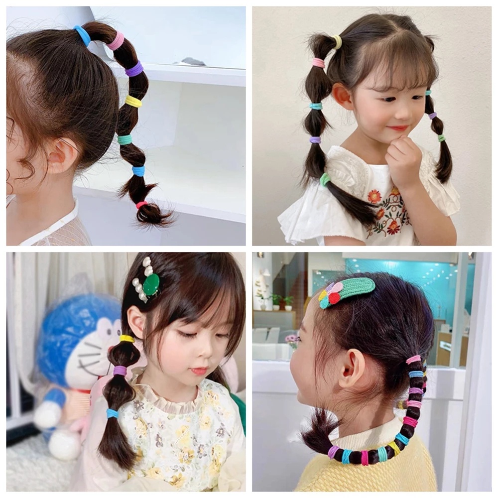 Set 100 dây buộc tóc KIDSBOWS co giãn nhiều màu sắc cho nữ