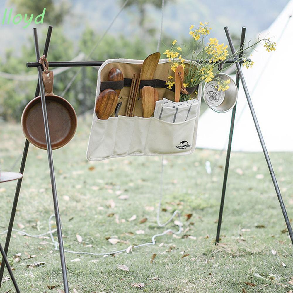 Túi Cuộn Đựng Dụng Cụ Ăn Uống Bằng Vải Bạt Di Động Đa Ứng Dụng