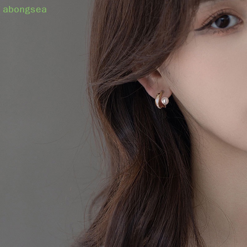 1 Cặp Bông Tai Ngọc Trai Giả Bằng Hợp Kim Thời Trang Hàn Quốc Đơn Giản Dành Cho Nữ