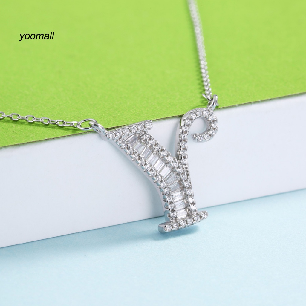 Vòng cổ Mạ Bạc Mặt Chữ Cái Đính Đá Zircon Sang Trọng Cho Nữ