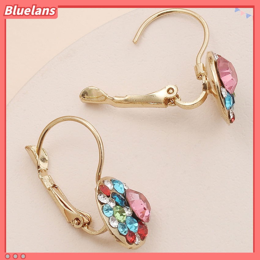 [BLS] Khuyên Tai Nút Tròn Đính Kim Cương Pha Lê Nhiều Màu Sắc Bằng Hợp Kim Cho Nữ