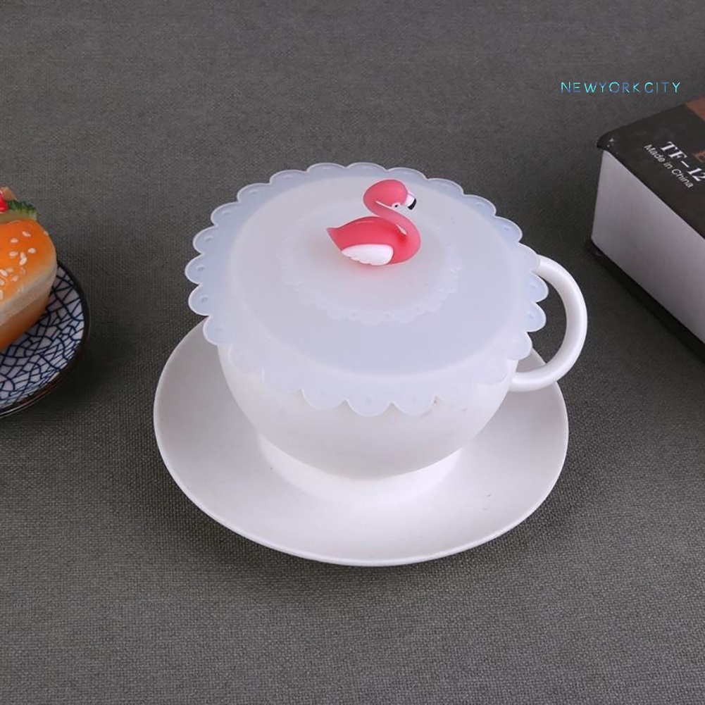 Nắp Đậy Cốc Thủy Tinh Bằng Silicone Chống Bụi Hình Chim Hồng Hạc Sáng Tạo Tái Sử Dụng Được