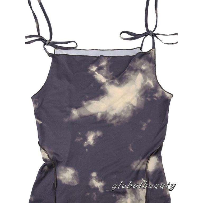 Đầm Dài Không Tay Màu Nhuộm Họa Tiết Thời Trang Mùa Hè Cho Nữ