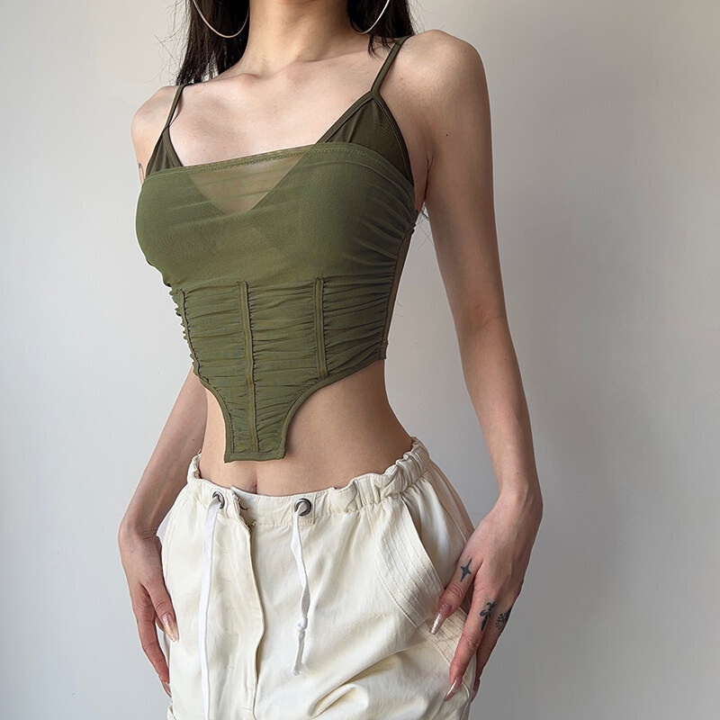 Áo Hai Dây Cổ Chữ V Dáng Ôm Màu Trơn Đơn Giản Thời Trang Dành Cho Bạn Nữ Kliou 2023 new Y2K