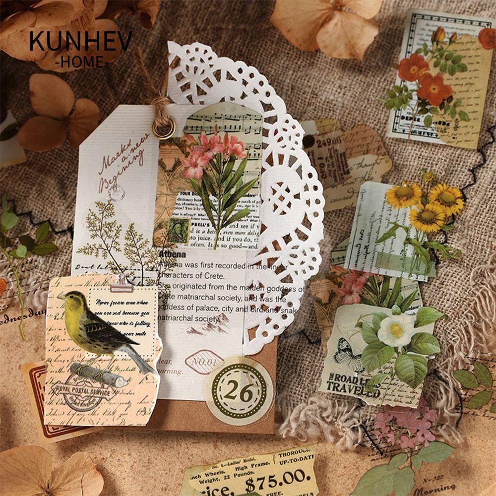 KUNHEV Set 20 Tờ / 180 Sticker PET Phong Cách Retro Độc Đáo Dùng Để Trang Trí Nhật Ký / Album Ảnh