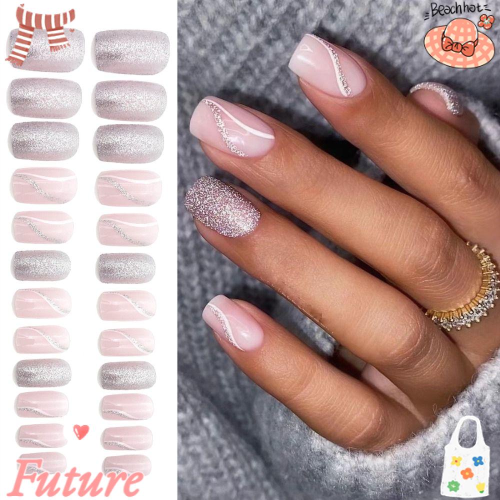 Móng Tay Giả Dạng Nhấn Tiện Dụng Chất Lượng Cao|Đường Viền Màu Hồng