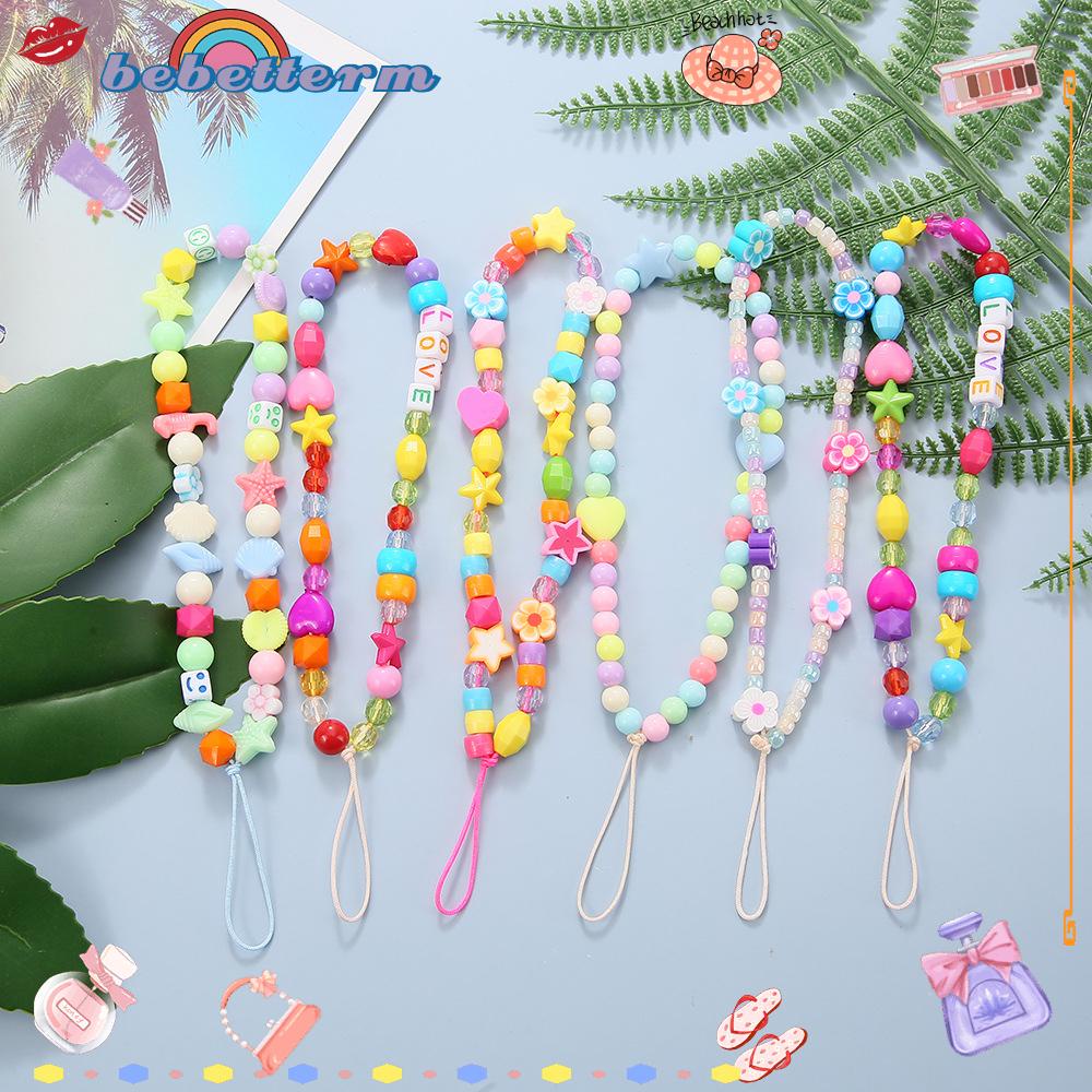 Bebetterm Dây Treo Điện Thoại Xâu Hạt Acrylic Nhiều Màu Sắc Cho Nữ