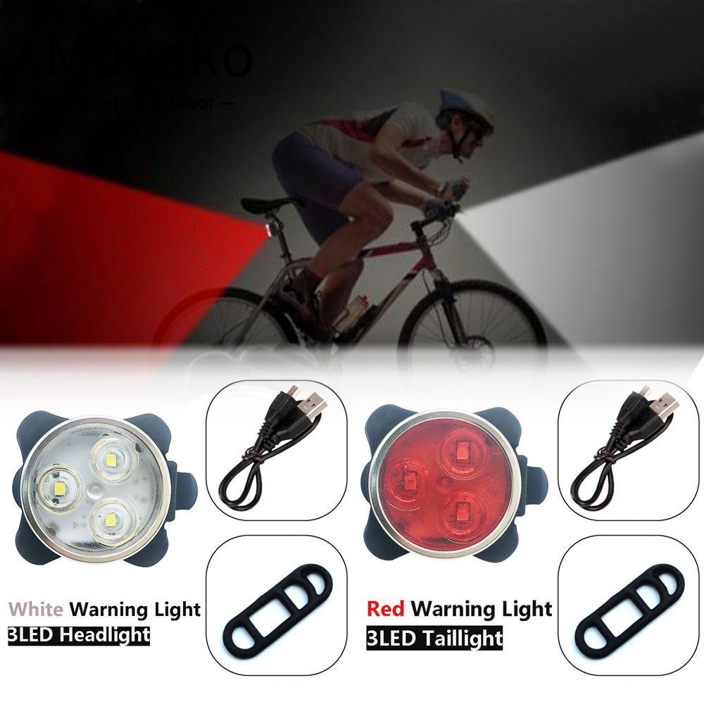 MUVAKO 1 Bộ Đèn Pha Gắn Phía Trước Và Sau Xe Đạp Leo Núi Có Thể Sạc Lại Bằng Cổng USB