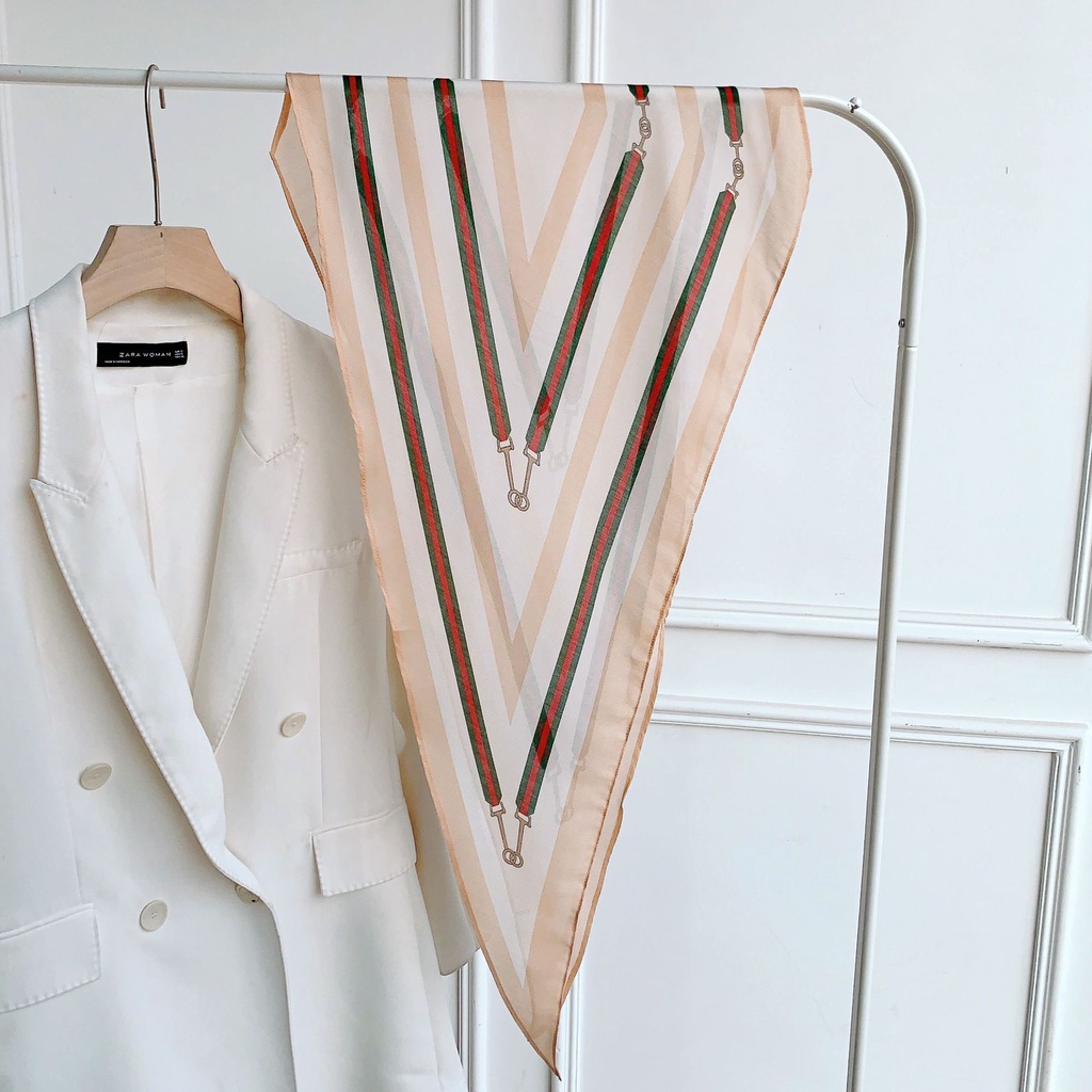 Hàng Mới Về Khăn Quàng Cổ Lụa In Họa Tiết Kim Cương Thời Trang Xuân Thu Trang Trí Thanh Lịch Dành Cho Nữ