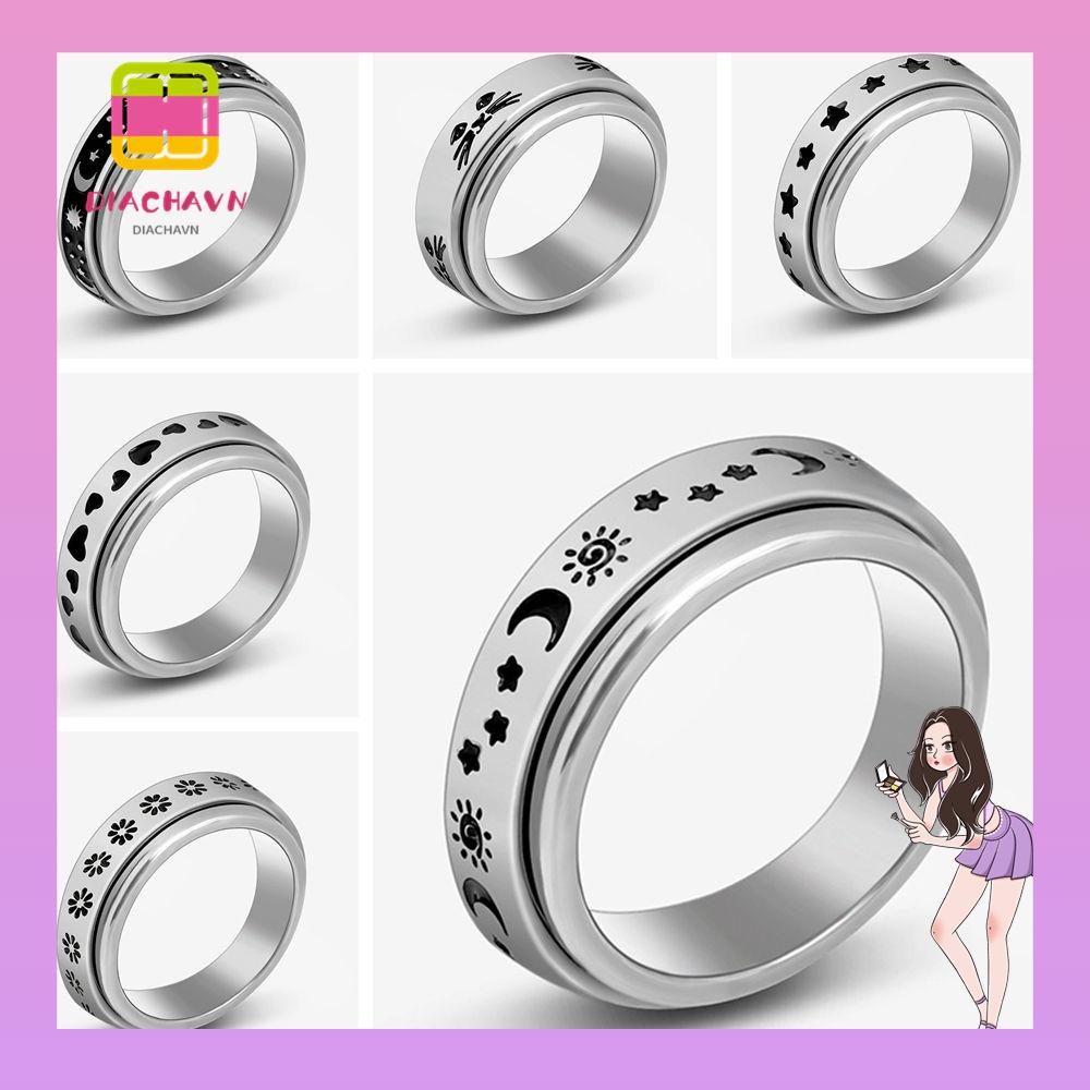 DIACHAVN Nhẫn Xoay Bằng Thép Không Gỉ Giúp Giảm Căng Thẳng Dành Cho Nam Nữ