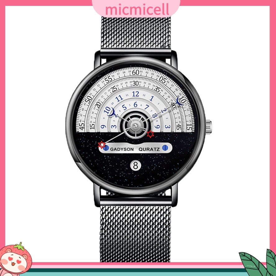 Đồng Hồ quartz Nam Hiển Thị Ngày Thời Gian Bán Ngày Màu Trắng Đen