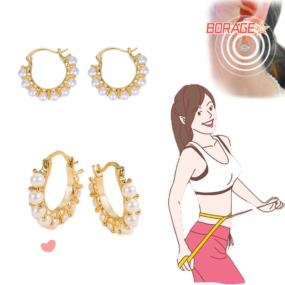 BORAG Bông Tai Hình Tròn Bằng Hợp Kim Từ Tính Trị Cân Thời Trang|Khuyên Tai Đinh Tán Thoát Nước Gây Hại Cho Nữ