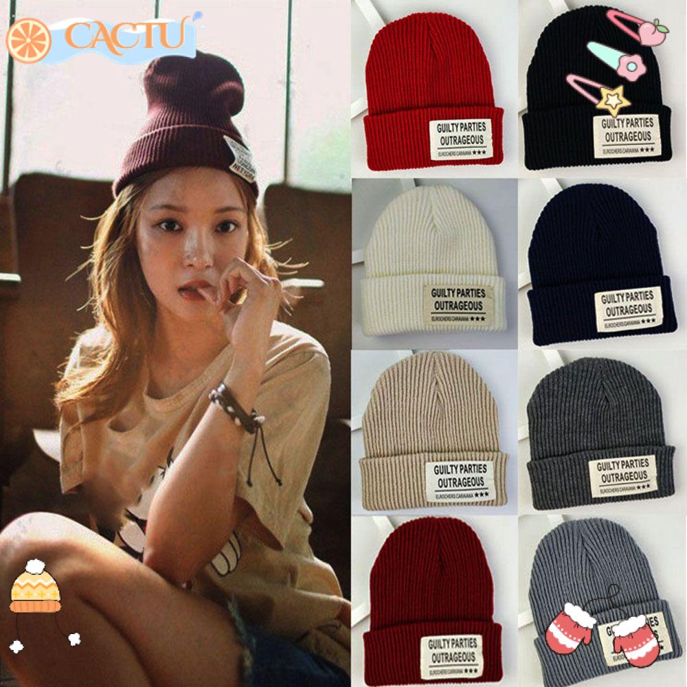 CACTU Mũ Beanie Dệt Kim 15 Màu Trơn Dễ Thương Cho Nam Và Nữ