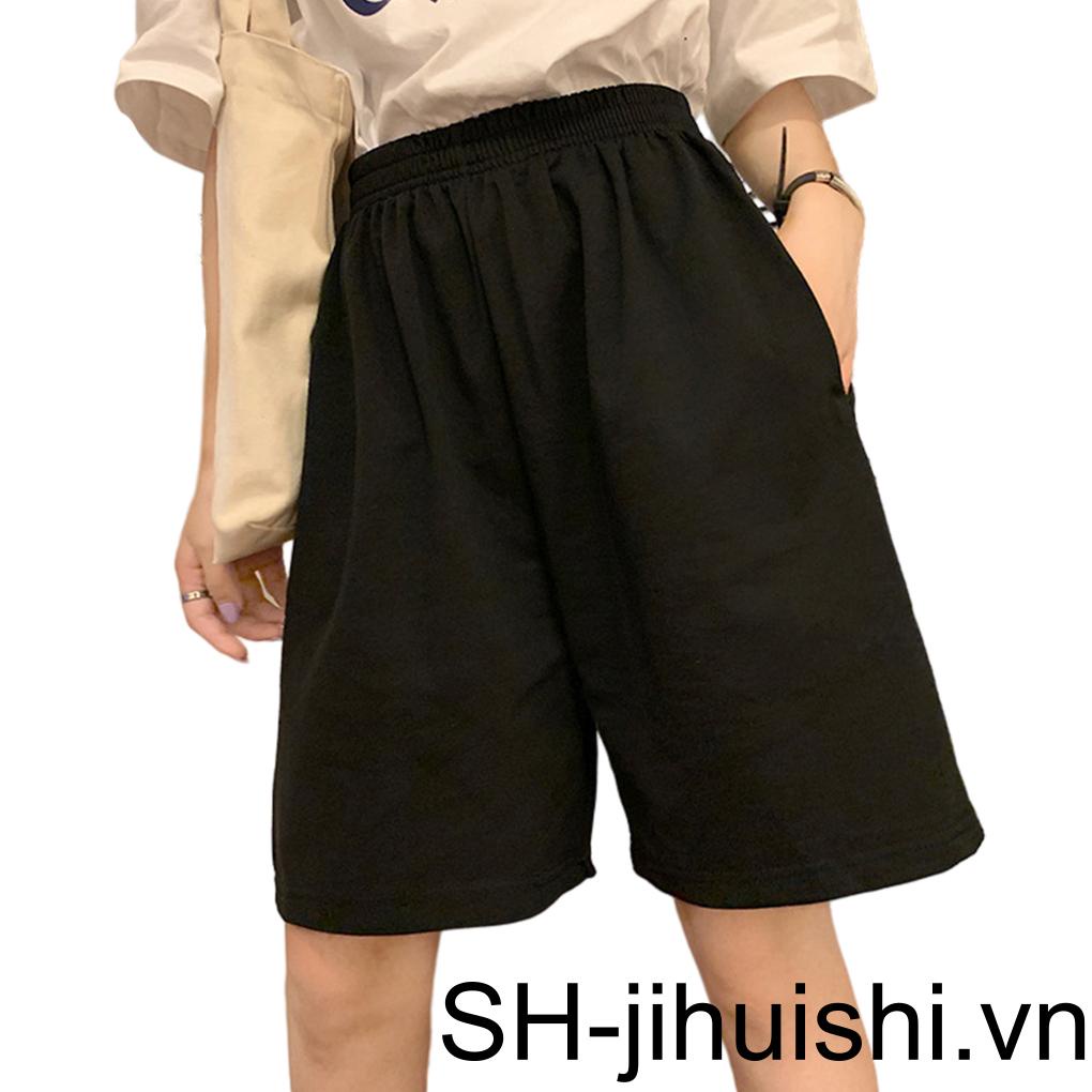 Quần Short Thể Thao Vải Cotton Dáng Rộng Thoáng Khí Thiết Kế Đơn Giản Thời Trang Đường Phố Cho Nữ