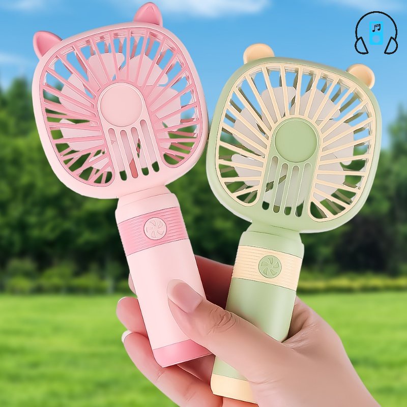 Quạt Điện USB Mini Cầm Tay Hình Tai Động Vật Dễ Thương Sáng Tạo Có Đèn / Giá Đỡ Điện Thoại Sử Dụng Kép