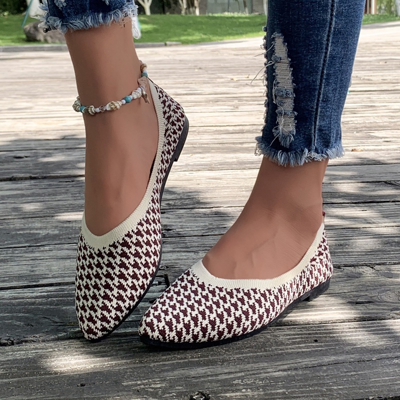 Giày Búp Bê Cao Nữ Su Mềm Hở Ngón Mũi Nhọn Phối Lưới Thoáng Khí Thời Trang