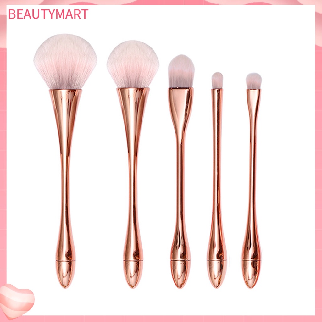 Set 5 Cọ Trang Điểm Thắt Lưng Bằng Nhựa Lông Mềm Mạ Điện Đa Năng