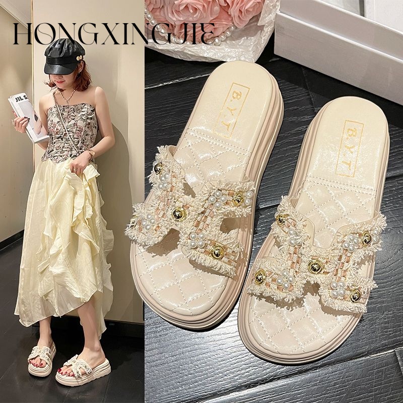 HONGXINGJIE dép sandal nữ dép đế cao Xu hướng thời trang năm 2023NEW      062106