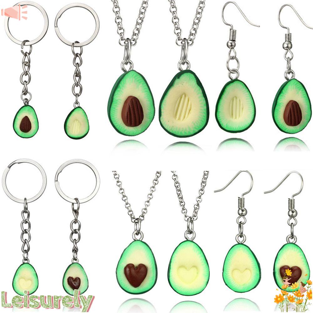 LEILY Set 2 Vòng cổ Mặt Quả Bơ Màu Xanh Lá Dễ Thương