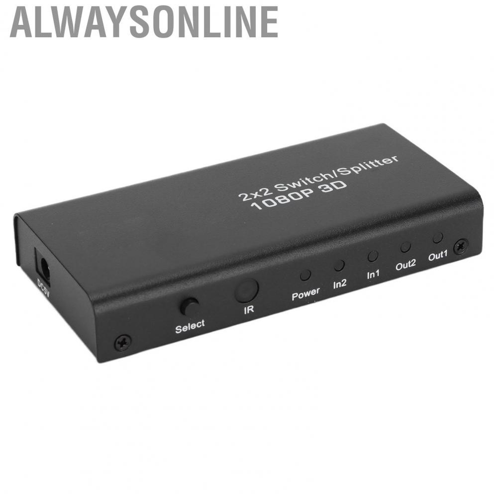 Alwaysonline 1080P 60Hz Video Splitter  2 in Out 2.25G Gbps 225MHz HD Multimedia Interface Switch for TV Game Console