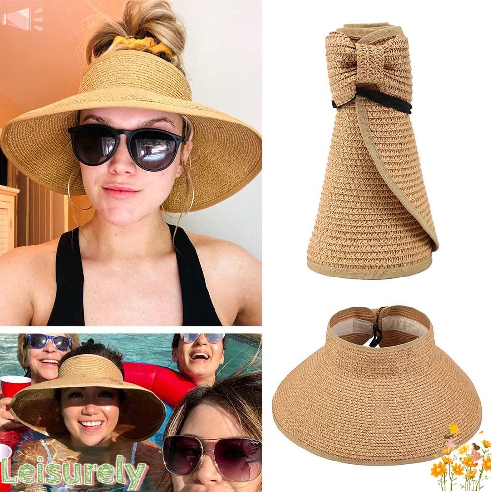 LEILY Mũ Cói Rộng Vành Chống Nắng Gấp Gọn Tiện Lợi