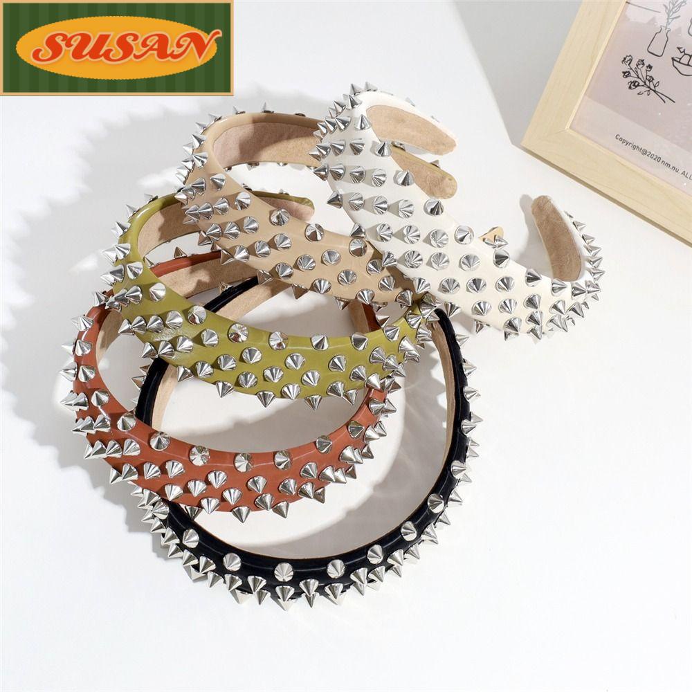 SUSANS Băng Đô Cài Tóc Bằng Da PU Dày Co Giãn