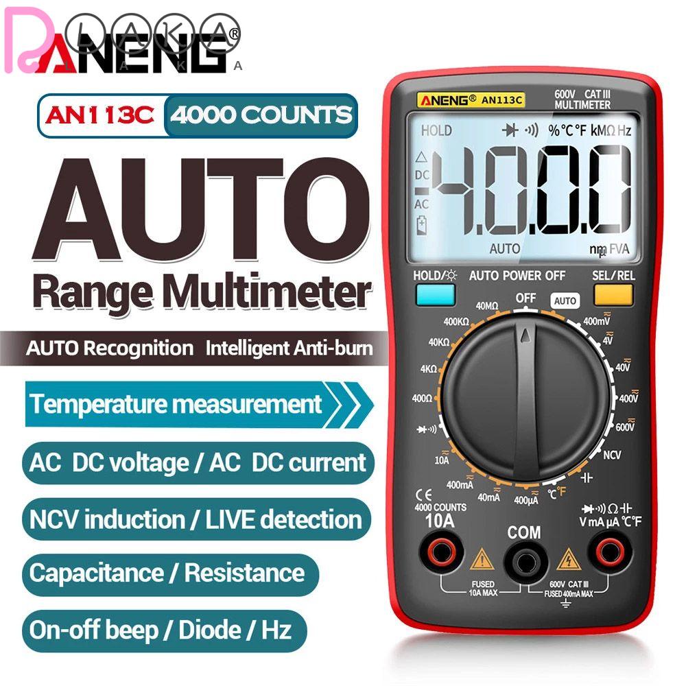 LAKAMIER Đồng Hồ Vạn Năng Kỹ Thuật Số Thông Minh ANENG AN113C / E Tự Động Thay Đổi AC / DC