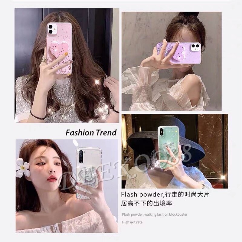 Ốp Điện Thoại Lấp Lánh Gắn Kèm Giá Đỡ Hình Trái Tim Dành Cho OPPO Reno 10 Pro Plus Pro + 5G 2023 Reno 10 10 Pro Reno 10 Pro +