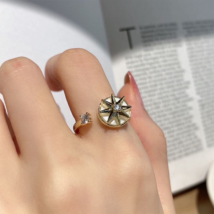 Nhẫn Hở Hình Bát Giác Hình Ngôi Sao Bát Giác Màu Xanh Dương Thời Trang Cao Cấp Cho Nữ Haobing boutiqu