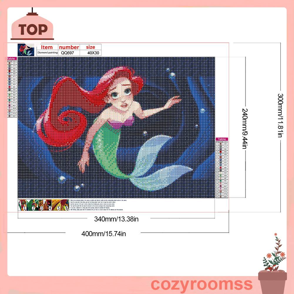 Tranh Đính Đá Kim Cương Toàn Bộ 5D DIY Hình Vẽ Nàng Tiên Cá